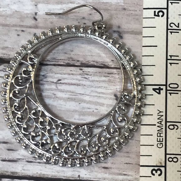 NEW Silver Bohemian Mandala Design Hoop Earrings - Picture 7 of 8